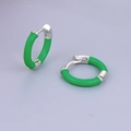 Zilverkleurige 24k emaille oorringen in levendig groen voor een minimalistische stijl - 24K / Heldergroen (Zilverbasis)