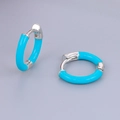 Prachtige hemelblauwe emaille oorringen in zilveren plating voor een levendige stijl - 24K / Blauwgroen (Zilveren Basis)