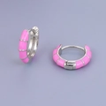 Orecchini a cerchio in smalto rosa con design circolare in argento per gioielli alla moda - Stile Argento Smalto Rosa (JQH0457-SS-5) / 24k
