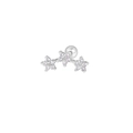 Detalle de pendientes de triple estrella de plata con circonitas rosas y cierre de rosca - Estilo Estrella Triple (JQH0411-SS)
