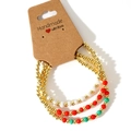 Handmade 3-piece Christmas beaded bracelet set with festive gold red and green beads - Christmas Beaded 3-Piece Set (JS-S23100901A-P)