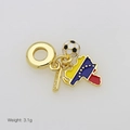 Detailed view of the soccer ball charm and Venezuela map pendant on a golden chain - Venezuela Map Soccer Pendant Only (Without Chain) (DB251202-A)