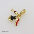 Detailed charm with golden wine bottle, black dress and red high heel with stones - Wine Dress Style (Pendant Only)