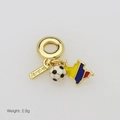 Detailed view of 18K gold football charm with Colombian map and engraved tag - Colombia Map Soccer Pendant Only (Without Chain) (DB251202-C)