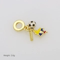 Detailed view of 18K gold charm with soccer ball and Ecuador map on snake chain - Ecuador Map Soccer Pendant Only (Without Chain) (DB251202-D)