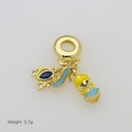 Detail view of 3.7g golden pumpkin carriage and high heel charms with blue enamel finish - Carriage Princess Style (Pendant Only)