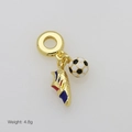 Detail of 18K gold plated soccer shoe and football charm with colorful enamel accents - Soccer Shoe Soccer Pendant Only (Without Chain) (DB251202-E)