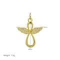 Detalle del colgante ala de ángel infinito chapado en oro con circonitas, 19mm x 26mm - Colgante Alas Ángel Infinito Solo (Sin Cadena) (DN251206-E)