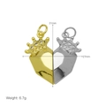 Detail showing dimensions of magnetic sun moon heart pendants with crown design and zircons - Crown Heart Pendant Only (Without Chain)