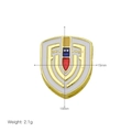 Macro view of 18K gold plated shield pendant with tricolor enamel and 18mm size details - Shield Shape (White Background) (DN251213-A) / Pendant Only