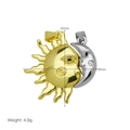 Detailed view of two-tone sun and moon heart pendant with dimensions and weight - Detailed Sun Moon Pendant Only (Without Chain)