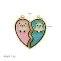 Detailed view of dual-color heart panda pendant with size dimensions 34mm by 28mm - Panda Heart Pendant Only (Without Chain)