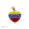 Detail view of heart-shaped Venezuela flag pendant with 18K gold plating and enamel inlay - Heart Shape (Venezuela Flag Colors) (DN251213-D) / Pendant Only