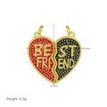Detail shot of heart puzzle pendant with red black enamel and Best Friend engraving - Best Friend Heart Pendant Only (Without Chain)