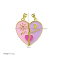 Detail showing two-tone Best Friends heart pendant dimensions 27mm x 34mm with magnetic sun moon - Best Friends Sun Moon Pendant Only (Without Chain)