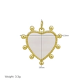 Detail showing gold heart shell pendant dimensions 23mm by 26mm weighing 3.3g - Beaded Edge Heart Pendant (DN251203-D) / Pendant Only (Without Chain)