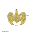 Detail showing gold heart pendant with zircon wings, dimensions 26mm by 20mm, weight 4.6g - Pave Heart Wings Pendant Only (Without Chain)