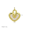 Detailed view of 17mm x 21mm gold heart pendant with shell inlay and dimensions label - Crown Zirconia Heart Pendant (DN251203-E) / Pendant Only (Without Chain)