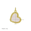 Detail of pink heart pendant with gold twist border showing 17mm and 24mm dimensions - Twisted Texture Pink Heart Pendant (DN251203-F) / Pendant Only (Without Chain)