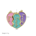Three-piece magnetic heart pendants in pink, teal, and purple enamel for Best Friends Forever - BFF 3-Part Heart Pendant Only (Without Chain)