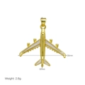 Detailed dimension guide for 18K gold plated airplane pendant with size and weight specs - Gold Enamel Airliner Style Pendant (DN251205-A) / Pendant Only