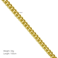 Detailweergave van de 4mm brede gouden gourmetketting met 100cm lengte en 34g gewicht - 4mm Cubaanse Schakel Stijl (DN251126-B)