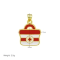 Detail view of first aid kit pendant with red cross enamel and measurements 17x24mm - First Aid Kit Style (DN251209-B)