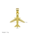 Close-up of 18K gold plated airplane pendant with zircon wings, size 17mm by 23mm - Gold Zirconia Wing Plane Pendant (DN251205-C) / Pendant Only