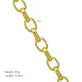 Detail van 18K vergulde ovale schakelketting van 7mm met technische afmetingen getoond - 7mm Ovale Schakel Stijl (DN251126-D)
