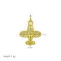 Macro shot of 18K gold plated airplane pendant with cubic zirconia details and 21mm size - Zirconia Pave Pink Wing Pendant (DN251205-F) / Pendant Only