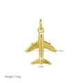 Detail view of 18K gold plated airplane pendant with dimensions 22mm x 15mm - Gold Propeller Small Plane Pendant (DN251205-G) / Pendant Only