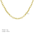Détail d'une chaîne en cuivre plaqué or 18 carats de 4mm de large et 100cm de long - Style Collier Maillon Ovale 4mm (DN251126-H)