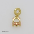 Macro shot of gold cat-ear headphone charm with heart and pink enamel detail - Cat Ear Headphones Heart Pendant Only (Without Chain) (DB251206-F) / Gold