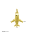 Detailed view of 18K gold plated airplane pendant with size labels and weight info - Minimalist Polished Gold Plane Pendant (DN251205-H) / Pendant Only