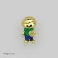 Detail view of soccer boy pendant in green and blue enamel weighing 2.1g for bracelets - Football Boy Figure Pendant Only (Without Chain) (DB251206-G) / Gold