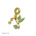 Detailed hummingbird charm pendant in gold finish with blue enamel and 3.4g weight - Blue Enamel Hummingbird Style (DB251208-C) / Pendant Only (Without Chain)