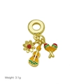 18K gold plated music charm featuring a guitar and maracas for DIY bracelets - Mexico Musical Instrument Theme Pendant (DB251210-B)