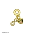 Detail of 18K gold-plated infinity and heart charm with Forever engraving and pink enamel - Forever Infinity Heart Theme Pendant (DB251210-D)