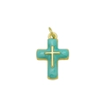 Dettaglio macro del ciondolo a croce placcato oro 18K con smalto marmorizzato verde - Green Pendant Only (Without Chain)