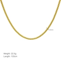 Chaîne box plaquée or de 2,5 mm pour la création de bijoux DIY, variante de 100 cm - Style Collier Chaîne Boîte 2.5mm (DN251126-I)