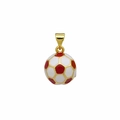 Dettaglio del ciondolo a pallone da calcio in smalto rosso e bianco placcato oro 18K - Calcio Rosso E Bianco (Ciondolo Solo (Senza Catena))