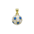 Dettaglio del ciondolo a forma di pallone da calcio con smalto bianco blu e placcato oro - Calcio Blu E Bianco (Ciondolo Solo (Senza Catena))
