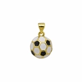 Dettaglio di un ciondolo a forma di pallone da calcio con smalto bianco e nero in oro 18K - Calcio Nero E Bianco (Ciondolo Solo (Senza Catena))