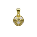 Dettaglio del ciondolo calcio placcato oro 18K con smalto bianco e zirconi scintillanti - Smalto Bianco Oro Strass (Ciondolo Solo (Senza Catena))