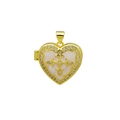 Locket necklace for women featuring a gold heart pendant with cross and pink enamel - DN251241-A (Pendant Only (Without Chain))