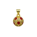 Dettaglio del ciondolo a pallone da calcio placcato oro 18K con smalto rosso e zirconi - Smalto Rosso Strass (Ciondolo Solo (Senza Catena))