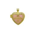 Detail of pink enamel heart locket pendant with gold cross and crystals - DN251241-B (Pendant Only (Without Chain))