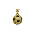 Dettaglio del ciondolo da calcio placcato oro 18K con smalto e pietre di zirconia - Smalto Nero Strass (Ciondolo Solo (Senza Catena))
