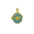 Close-up of heart-shaped angel photo locket with blue enamel and star zircon details - DN251241-K (Pendant Only (Without Chain))