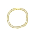 Detail of 18K gold-plated tennis bracelet with rectangular clear zircon stones - Clear Style (DB260106-A)
